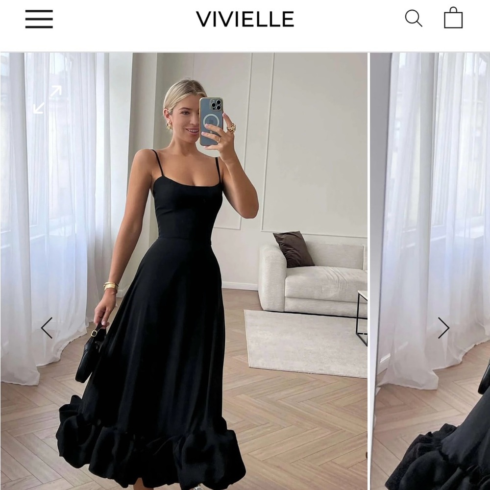 Black Midi Dress - Size Medium - 100% Polyester - Never worn